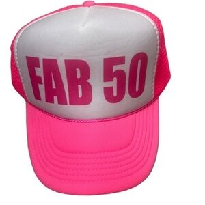 50 year old birthday Fab 50 trucker hat hot pink